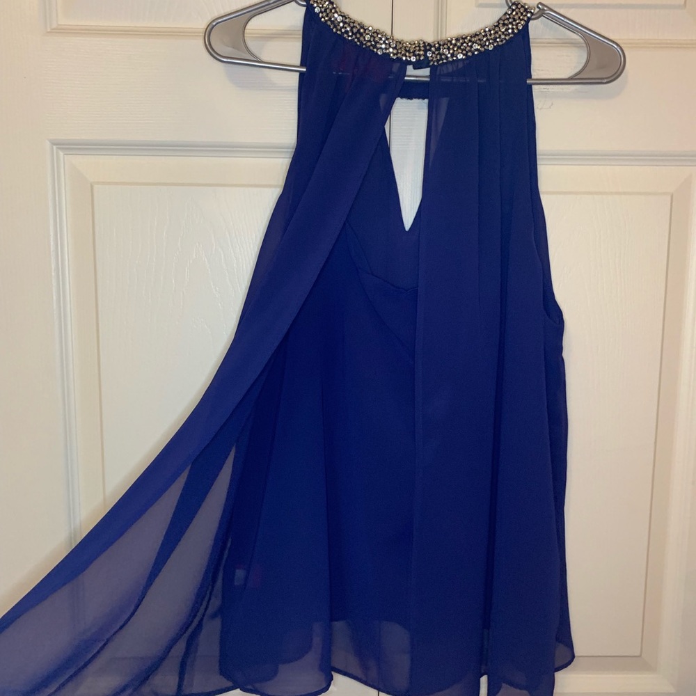 Royal blue Jennifer Lopez XL jeweled tank.